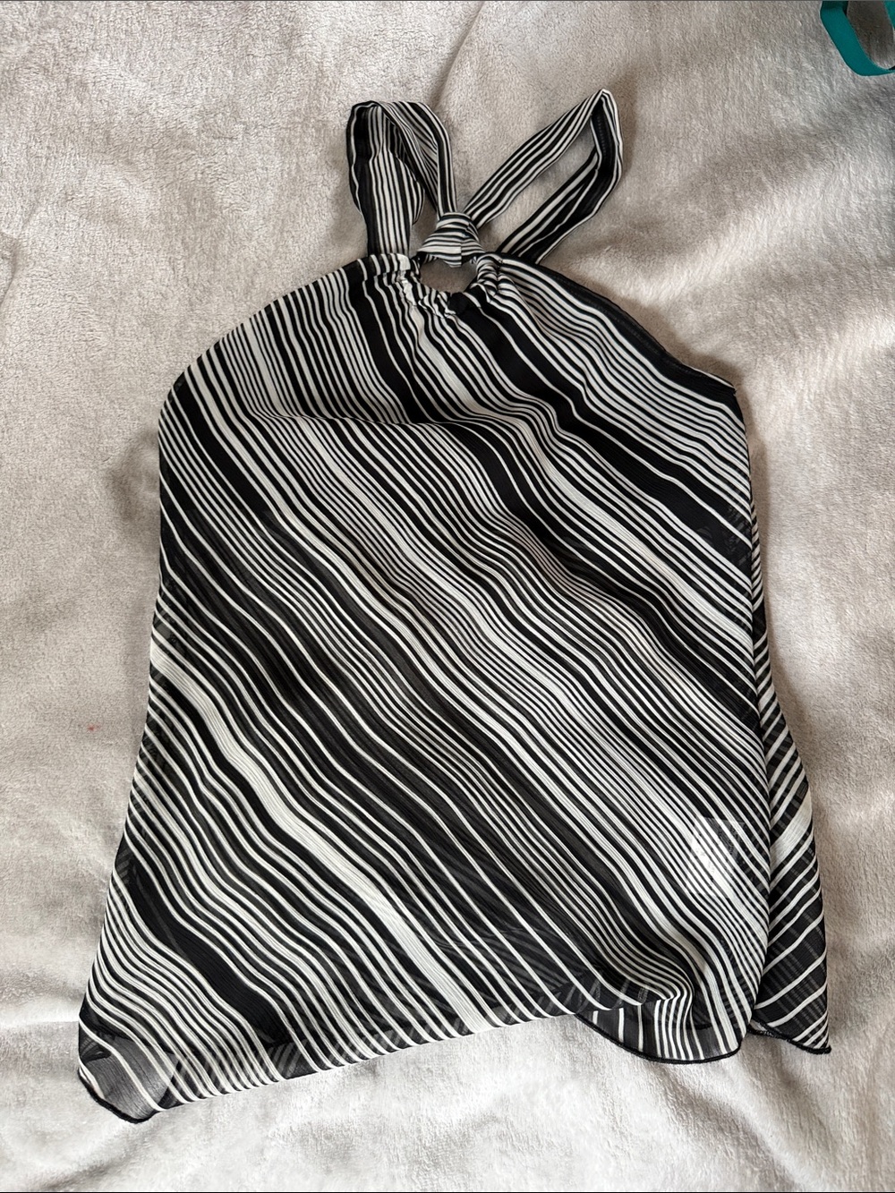 BCX Black & White Striped Halter Top
